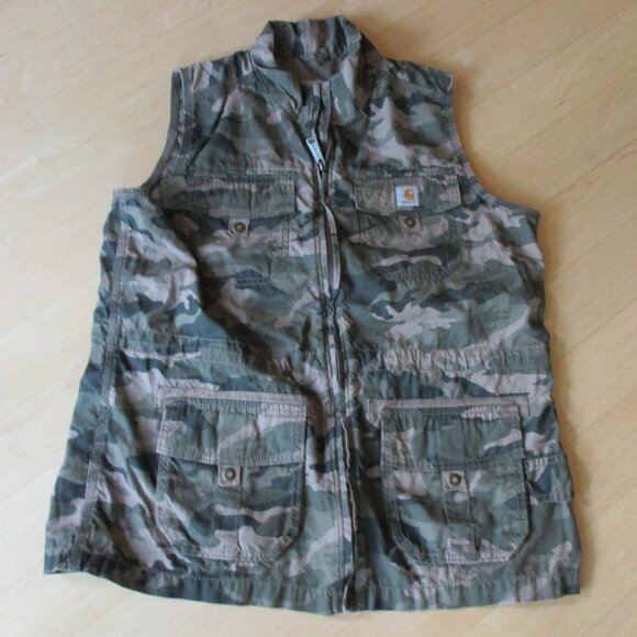 Carhartt Camo Utility Canvas Vest Womens Large - Picture 2 of 11